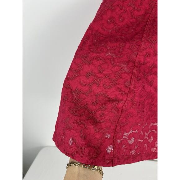 Free People Lace Tank Top Blouse Pink‎ Longline Size Medium Boho Festival Medium - Picture 3 of 10